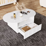 Cloud-Shaped Coffee Table with Drawer and Storage Compartments