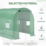 Walk-In Polytunnel Greenhouse, 3.5 x 2m Steel Frame, PE Cover, Roll-Up Door and 6 Windows, Green