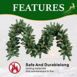 Pre-Lit Christmas Garland - Realistic PVC Foliage Garland with LED Lights for Festive Decoration