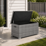 Small Outdoor Rattan Storage Box - Weather-Resistant Garden Storage Chest, Grey