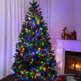 Artificial Christmas Tree with Colour LED Lights ¨C Realistic PVC Xmas Tree, Pre-Lit, 6ft & 7ft, Metal Stand