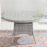 4 Seater Round Rattan Outdoor Dining Table - Garden Patio Dining Table