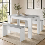 3 Piece Dining Table Set with Benches - Rectangular Kitchen Dining Set