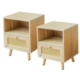 Set of 2 Solid Wood Side Cabinets - Freestanding Storage Cabinets