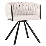 Set of 2 Velvet Swivel Dining Chairs - Luxury Armchairs, Beige