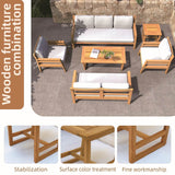 4-Seater Acacia Wood Outdoor Sofa Set – Solid Wood Garden Lounge with Coffee Table
