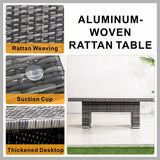 Premium Aluminium Modular Sofa Set - 9-Seater with Gas-Lift Armrests & Adjustable Table, Grey/Brown
