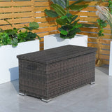Small Outdoor Rattan Storage Box - Weather-Resistant Garden Storage Chest, Brown