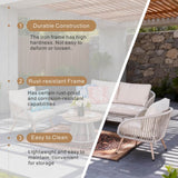 4-Seater Outdoor Sofa Set with Round Coffee Table - Metal Garden Patio Furniture Set