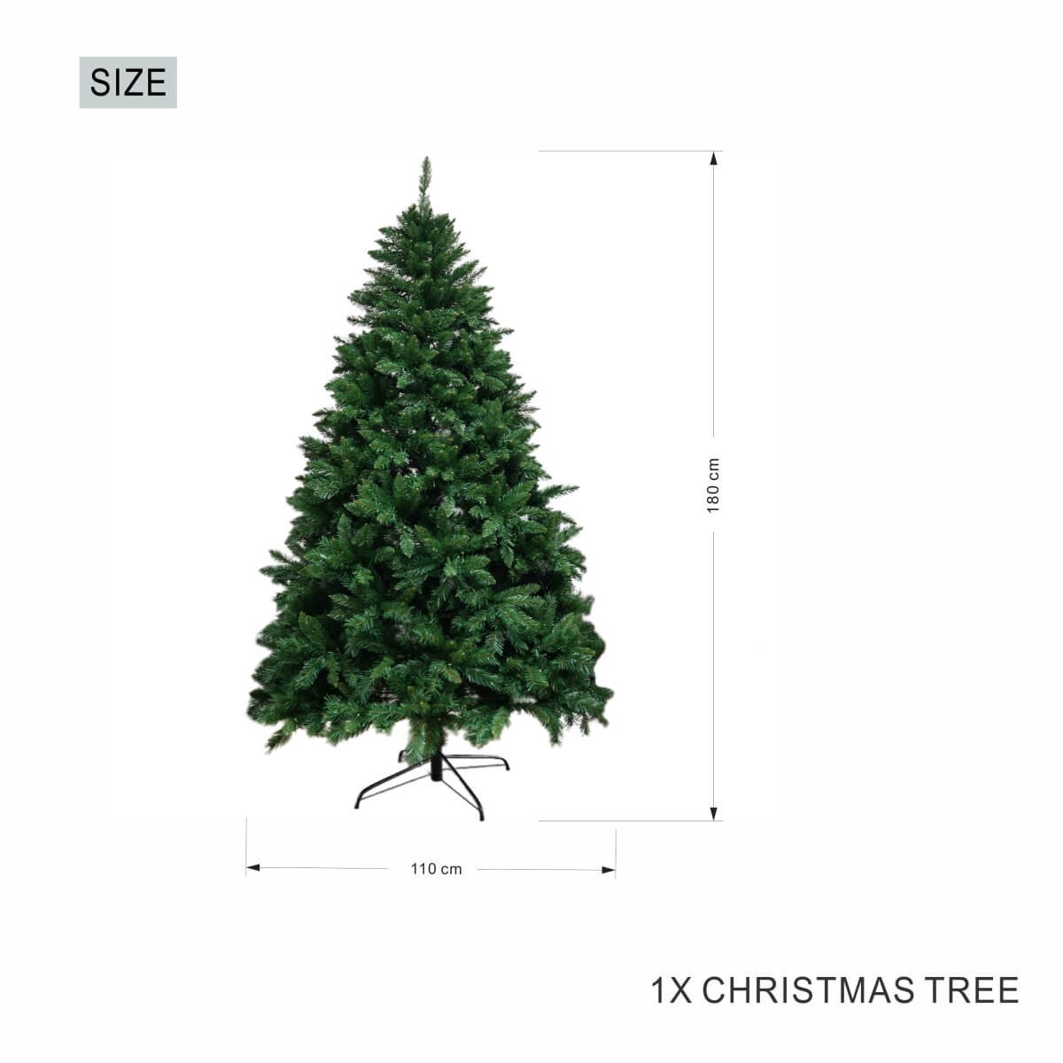 Realistic Full Green Artificial Christmas Tree - Lush PVC Xmas Tree for Indoor Home & Festive Decoration, 5ft/6ft/7ft