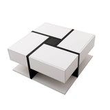 Modern Coffee Table with 4 Drawers - Unique Two-Tone Design and Bottom Storage Space