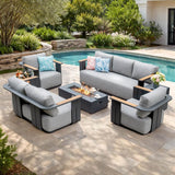 VAREL 5-Piece Sofa Set with ZENITH Fire Pit Table (Full Set)