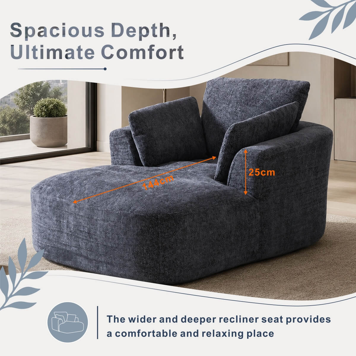 SOFTY Compressed Indoor Lounge Sofa Chair - Grey