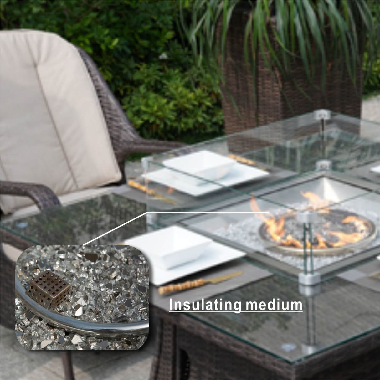 4-Seat Square Fire Pit Table (PAG-1104-T)