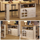 Rotating Sideboard Cabinet - 2 Drawers with Open Storage & Curved Glass Shelves