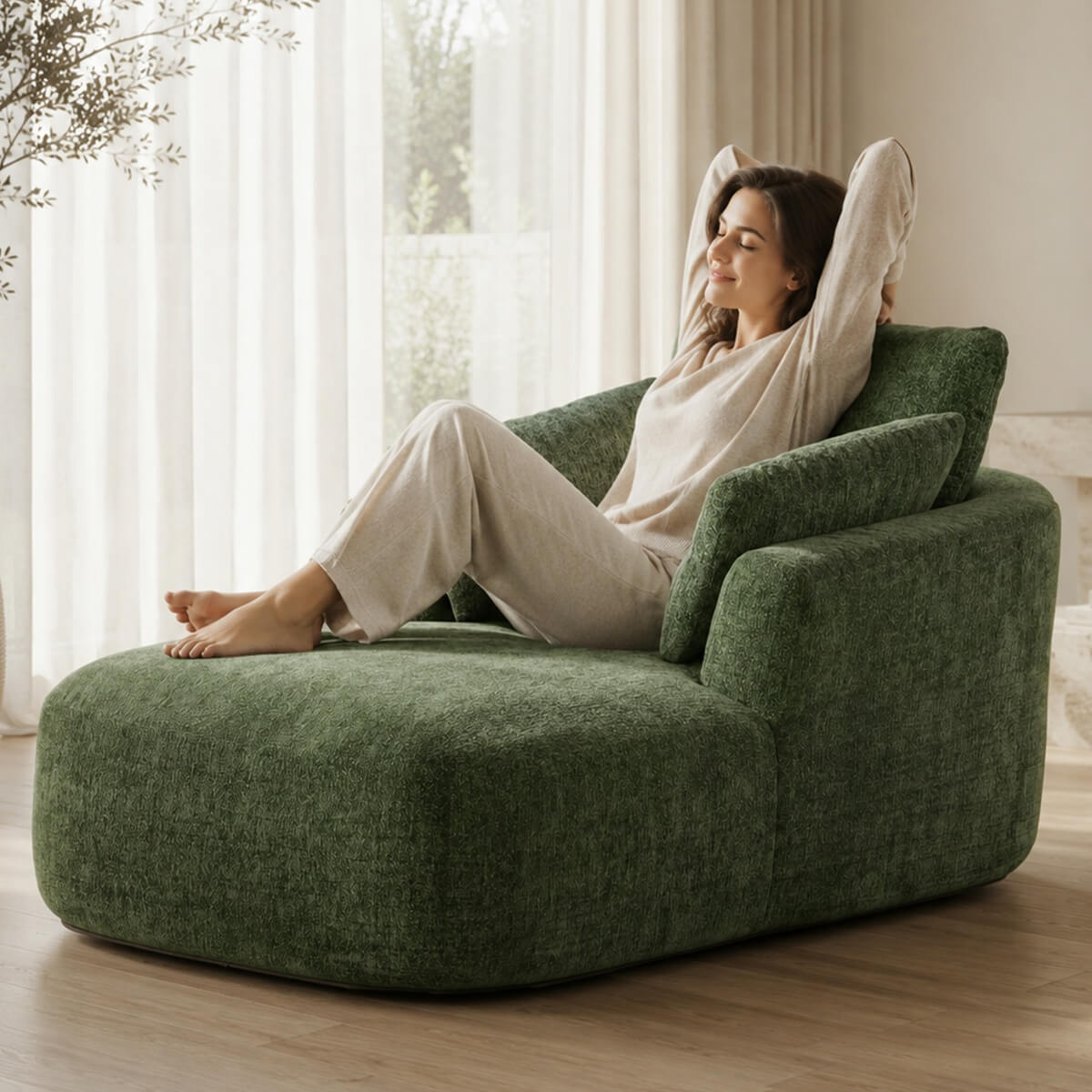 SOFTY Compressed Indoor Lounge Sofa Chair - Green