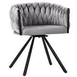 Set of 2 Velvet Swivel Dining Chairs - Luxury Armchairs, Grey