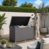 Large Outdoor Wicker Storage Box - Weatherproof Garden & Patio Chest