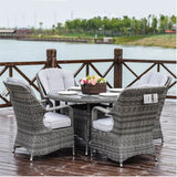 4 Seater Round Rattan Outdoor Dining Table - Garden Patio Dining Table