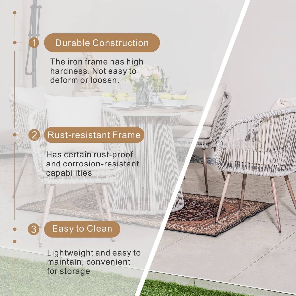 4-Seater Outdoor Dining Set - Round Metal Table with Chairs, Garden Patio Furniture