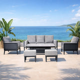 AUREL 7-Seater Aluminium Outdoor Sofa Set - 6 Pieces