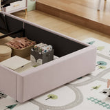 3ft Single Upholstered Storage Bed - Velvet Hydraulic Bed Frame with Lift-Up Storage, Kids Bed, Pink