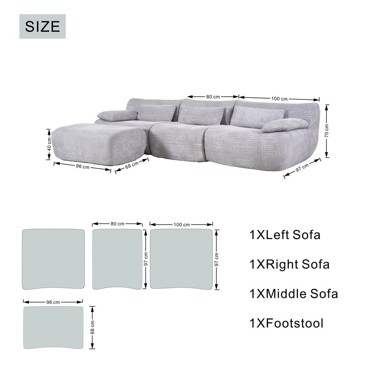 SOFTY Modular Compression Sofa Set (Chaise Combination)