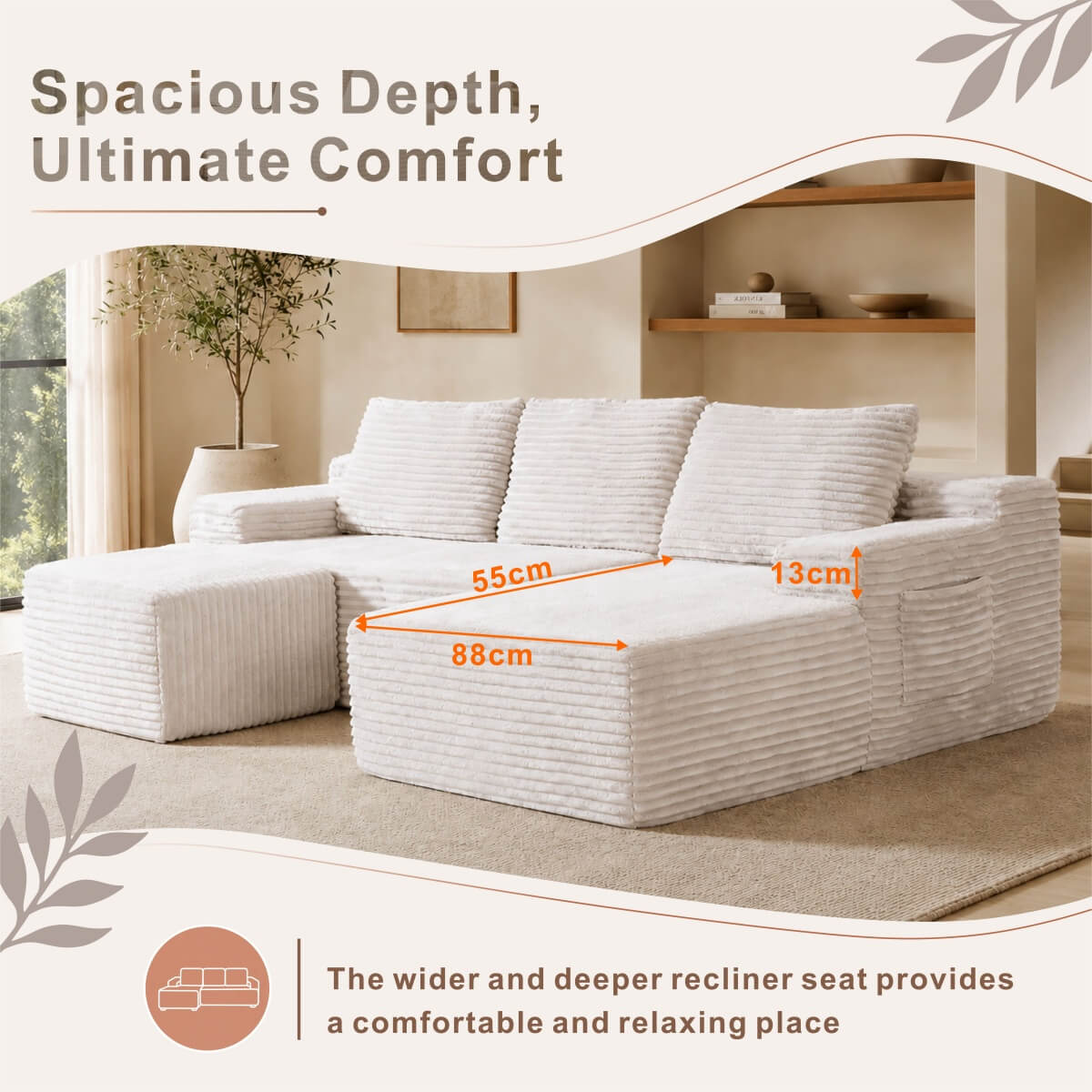 SOFTY Compressed Modular Sofa with Chaise & Ottoman