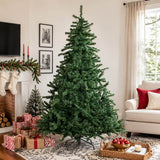 Realistic Full Green Artificial Christmas Tree - PVC Xmas Tree for Easy Setup & Indoor Festive Decoration, 6ft/7ft/8ft