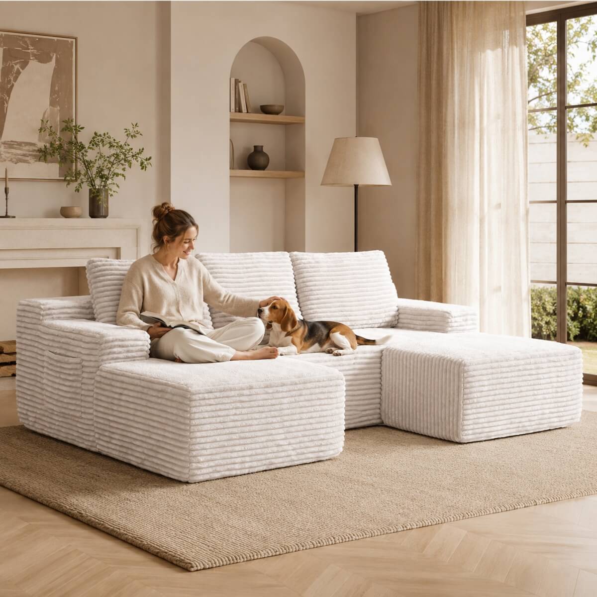 SOFTY Compressed Modular Sofa with Chaise & Ottoman