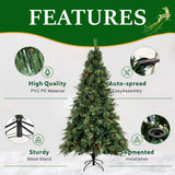 Realistic Full Green Artificial Christmas Tree with Pine Cones & Red Berries - PVC Xmas Tree for Easy Setup, 6.5ft/7.5ft/8.5ft
