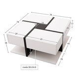 Modern Coffee Table with 4 Drawers - Unique Two-Tone Design and Bottom Storage Space