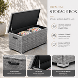 Small Outdoor Rattan Storage Box - Weather-Resistant Garden Storage Chest, Grey