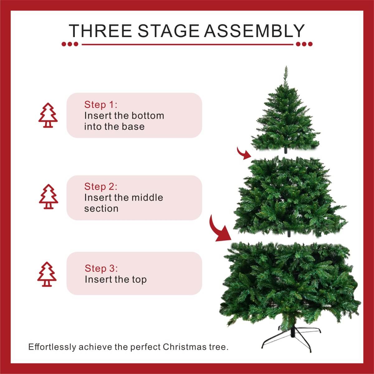 Realistic Full Green Artificial Christmas Tree - Lush PVC Xmas Tree for Indoor Home & Festive Decoration, 5ft/6ft/7ft