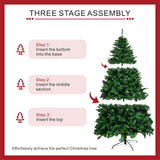 Realistic Full Green Artificial Christmas Tree - Lush PVC Xmas Tree for Indoor Home & Festive Decoration, 5ft/6ft/7ft
