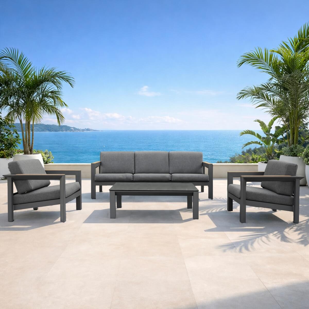 ARVE 5-Seater Modern Aluminium Outdoor Sofa Set - 4 Pieces