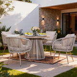 4-Seater Outdoor Dining Set - Round Metal Table with Chairs, Garden Patio Furniture