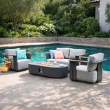 VAREL 4-Piece Sofa Set with LYRIN Fire Pit Table (2 Armchairs + 2-Seater)