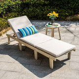 Wooden Garden Sun Lounger Set - Adjustable Backrest with Side Table