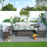 Savannah Sunset 6-Piece Outdoor Rattan Fire Pit Set with Sofas & Storage (PAG-1503+1106R)