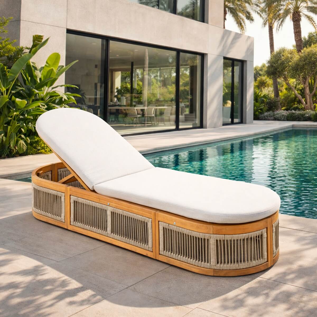 CAVEN Solid Wood Adjustable Sun Lounger