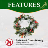 PVC & PE Christmas Garland with Red Berries & Pine Cones - Realistic Evergreen Foliage