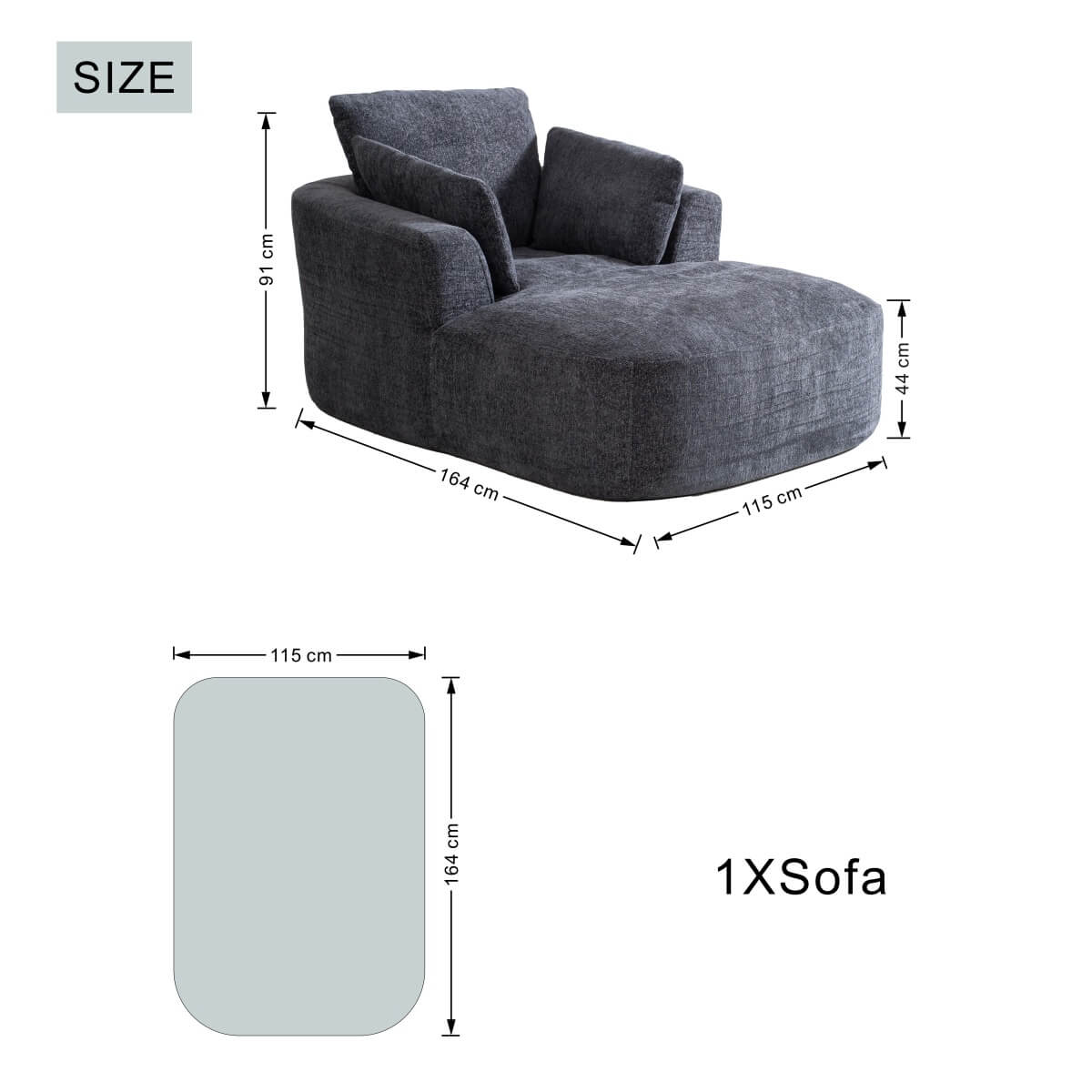 SOFTY Compressed Indoor Lounge Sofa Chair - Grey