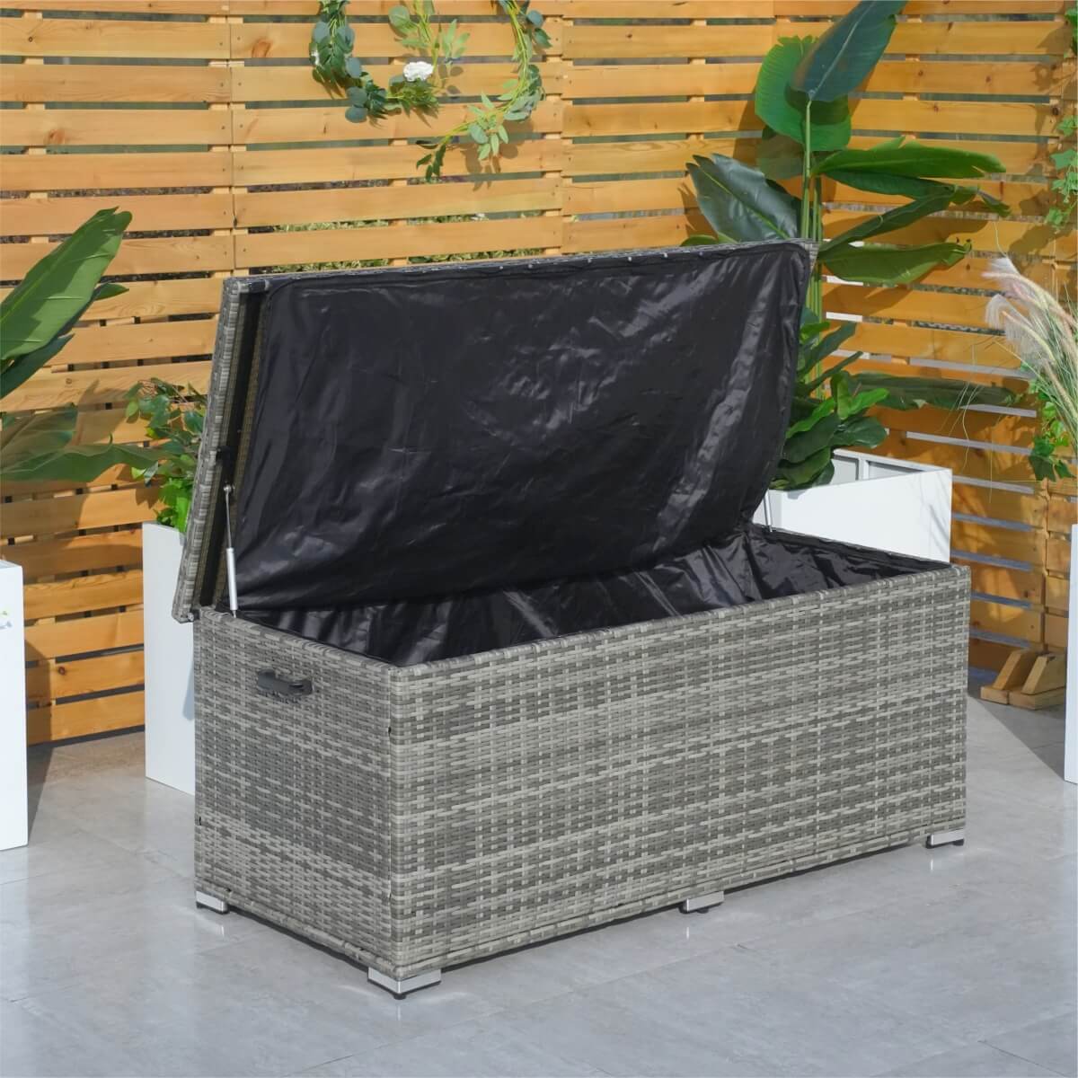 Rattan Garden Storage Box - Medium Outdoor Patio Storage Chest