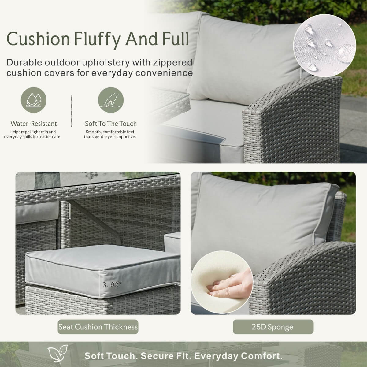 8 Seater Outdoor Rattan Sofa Set with Side Table & Footstools - Garden Furniture Set, Whitewash