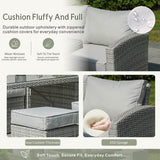 8 Seater Outdoor Rattan Sofa Set with Side Table & Footstools - Garden Furniture Set, Whitewash