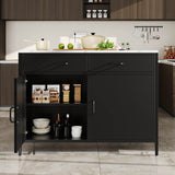 Standing Desk Bar Table - Modern Marble Effect Counter Height Table for Kitchen & Dining Room, Black