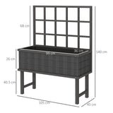 Wooden Garden Planter with Trellis, 45 x 105cm, Grey
