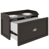 Raised Dog Bowls, Stainless Steel with 21L Storage Drawer for Large Dogs - Brown