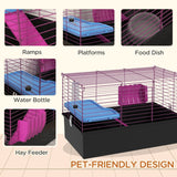 Small Animal Cage, Pet Playhouse with Platform and Ramp, 71 x 46 x 47cm